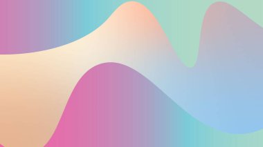 Dalgalı pastel gradyan akış şekli arka plan iniş sayfası. Kapak, poster, el ilanı, sunum, reklam, afiş için modern renk mavi, yeşil ve turuncu karışımı arka plan tasarımları