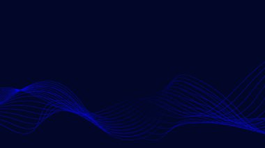 Kopya alanı olan mavi soyut dalga arkaplanı ve Soyut Dalga Çizgisi Parçacık Teknolojisi Arkaplanı