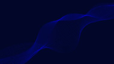 Kopya alanı olan mavi soyut dalga arkaplanı ve Soyut Dalga Çizgisi Parçacık Teknolojisi Arkaplanı