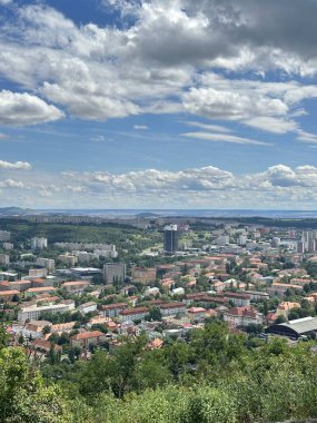 Çek Cumhuriyeti 'nin Most şehrinin havadan görünüşü