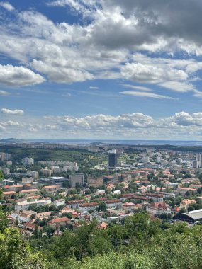 Çek Cumhuriyeti 'nin Most şehrinin havadan görünüşü