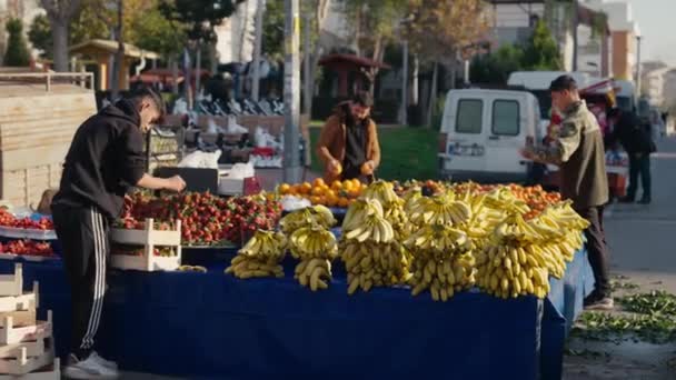Antalya Turkey Aralık 2022 Antalya Yerel Pazarında Meyve Sebzeler Bin — Stok video