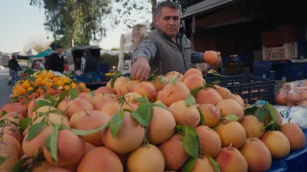 Antalya Turkey Aralık 2022 Antalya Yerel Pazarında Meyve Sebzeler Bin — Stok video
