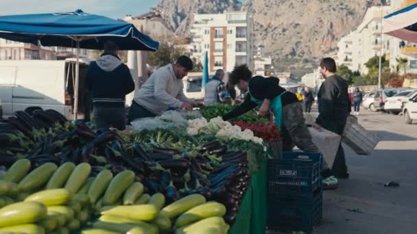 Antalya Turkey December 2022 Groenten Fruit Lokale Antalya Markt Hoge — Stockvideo