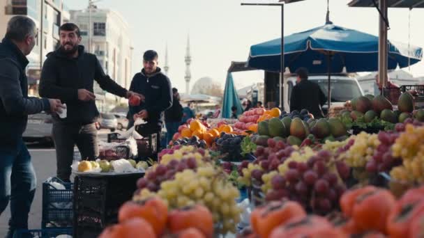 Antalya Turkey Prosince 2022 Ovoce Zelenina Místním Trhu Antalyi Kvalitní — Stock video
