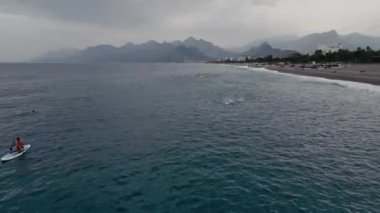 7 Mayıs 2023 - Antalya, Türkiye. Kütle açık denizde yüzmeye başlar. Yüksek kalite 4k görüntü