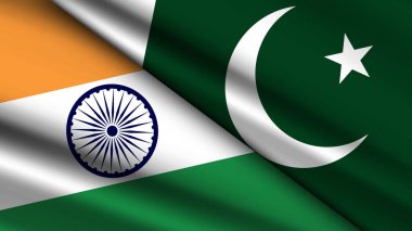 Hindistan ve Pakistan 'ın İki Bayraklı Yüksek Kaliteli Geçmişi