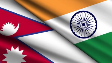 Hindistan 'ın İki Bayrağı ve Nepal' in Yüksek Kaliteli Geçmişi