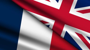 High Quality background with Two Flags of France and UK clipart