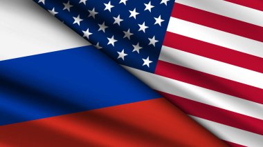 ABD ve Rusya 'nın İki Bayrağı ile Yüksek Kalite  