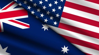 ABD ve Avustralya 'nın İki Bayrağı ile Yüksek Kalite  