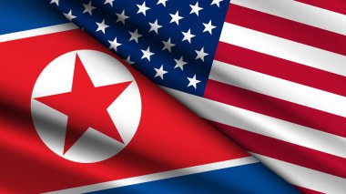 ABD ve Kuzey Kore 'nin İki Bayrağı ile Yüksek Kalite