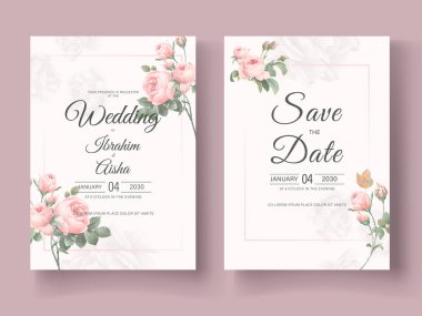 Altın Çerçeveli Modern Düğün Davetiyesi Şablonu