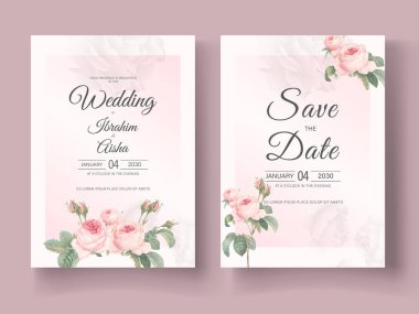 Altın Çerçeveli Modern Düğün Davetiyesi Şablonu