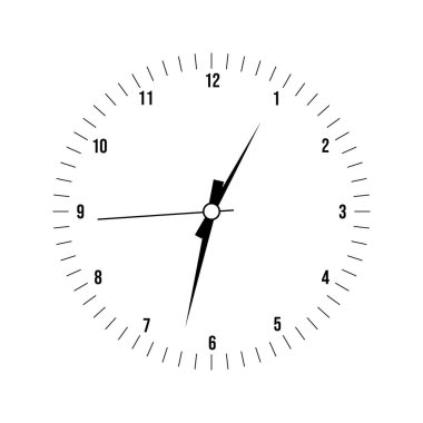 Saat yüzü ile saat, dakika ve ikinci el beyaz arka plan üzerinde izole