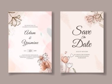 Modern Wedding Invitation Card Template with Beautiful Roses clipart