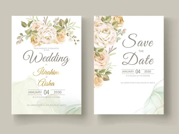 Altın Çerçeveli Modern Düğün Davetiyesi Şablonu