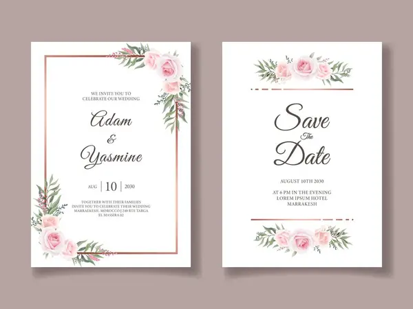 Güzel Güllü Modern Düğün Davetiyesi Şablonu