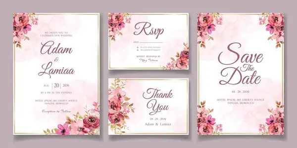 Güzel Güllü Modern Düğün Davetiyesi Şablonu