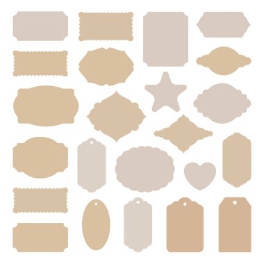 Boş Çıkartma ve Etiket Çerçeveleri Tek Renkli Arkaplanda Ayrı Ayarlandı