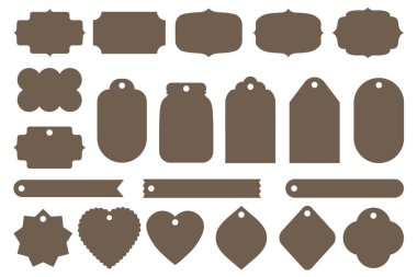 Boş Çıkartma ve Etiket Çerçeveleri Tek Renkli Arkaplanda Ayrı Ayarlandı