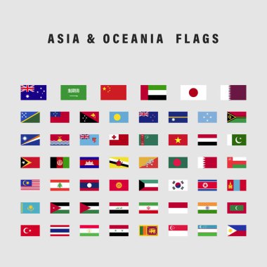 Dikdörtgen şekilli Asya ve Okyanusya Bayrakları