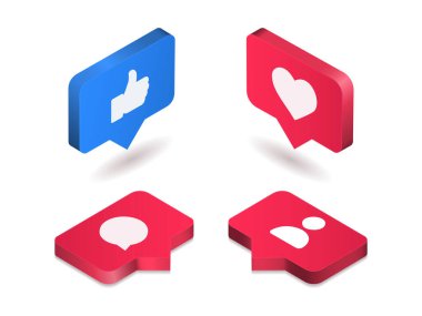 Ayakta Bildirimli 3B Sosyal Medya Kavram Vektörü