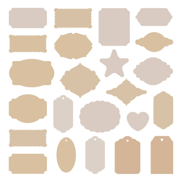 Blank Stickers and Label Frames Set Isolated on Monochrome Background