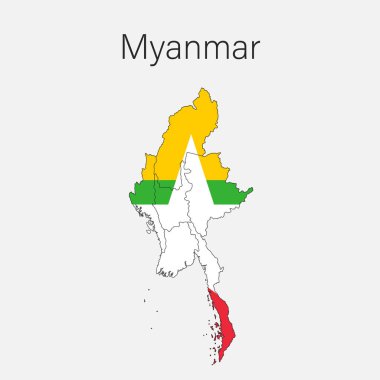 Bölgeler, Eyaletler ve Bayraklı Ulusal Ülke Haritası
