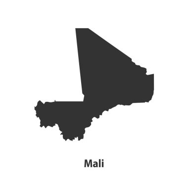 Beyaz Arkaplanda izole edilmiş yüksek kaliteli Mali Siluet haritası