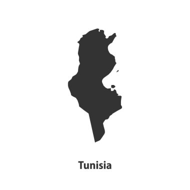 Beyaz Arkaplanda izole edilmiş yüksek kaliteli Tunus Siluet haritası