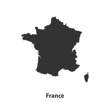 Fransa 'nın yüksek kaliteli siluet haritası Beyaz Arkaplanda izole edildi