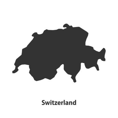 İsviçre 'nin yüksek kaliteli siluet haritası Beyaz Arkaplanda izole edildi