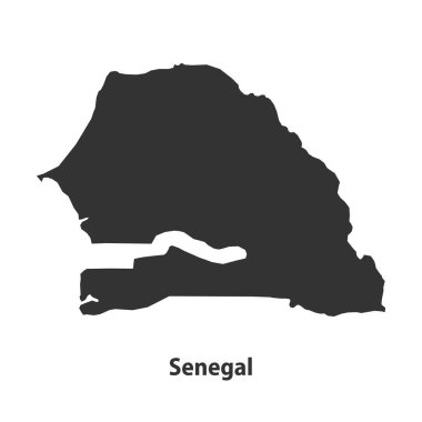 Senegal 'in yüksek kaliteli siluet haritası Beyaz Arkaplanda izole edildi