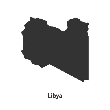 Libya 'nın yüksek kaliteli siluet haritası Beyaz Arkaplanda izole edildi