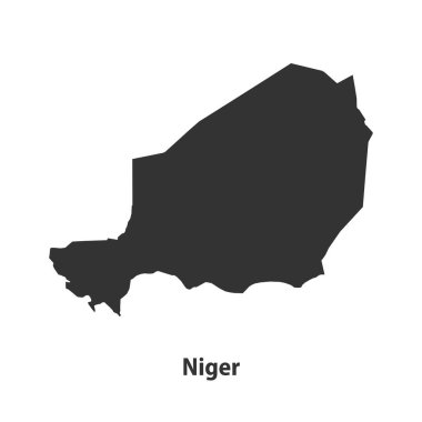 Nijer 'in yüksek kaliteli siluet haritası Beyaz Arkaplanda izole edildi