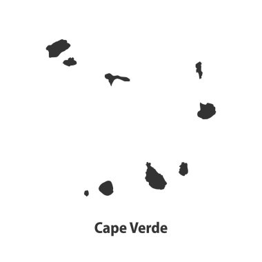 Cape Verde 'nin yüksek kaliteli siluet haritası Beyaz Arkaplanda izole edildi