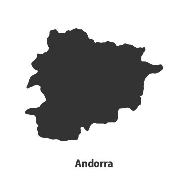 Beyaz Arkaplanda izole edilmiş yüksek kaliteli Andorra silueti haritası