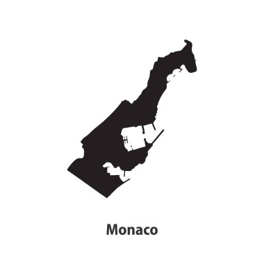 Monako 'nun yüksek kaliteli siluet haritası Beyaz Arkaplanda izole edildi
