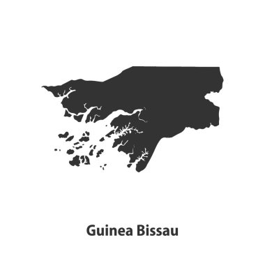Beyaz arka planda izole edilmiş yüksek kaliteli Gine Bissau silueti haritası