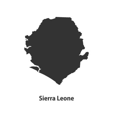 Sierra Leone 'nin yüksek kaliteli siluet haritası Beyaz Arkaplanda izole edildi