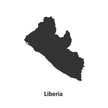 Liberya 'nın yüksek kaliteli siluet haritası Beyaz Arkaplanda izole edildi