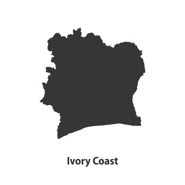 Fildişi Sahili 'nin yüksek kaliteli siluet haritası Beyaz Arkaplanda izole edildi