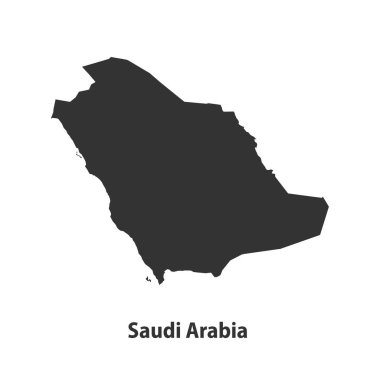 Suudi Arabistan 'ın yüksek kaliteli siluet haritası Beyaz Arkaplanda izole edildi