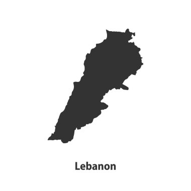 Lübnan 'ın yüksek kaliteli siluet haritası Beyaz Arkaplanda izole edildi
