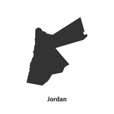 Ürdün 'ün yüksek kaliteli siluet haritası Beyaz Arkaplanda izole edildi