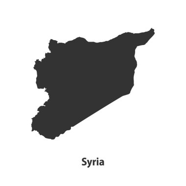 Suriye 'nin yüksek kaliteli siluet haritası Beyaz Arkaplanda izole edildi
