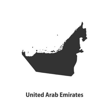 Birleşik Arap Emirlikleri 'nin yüksek kaliteli siluet haritası Beyaz Arkaplanda izole edildi