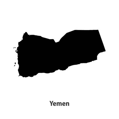 Beyaz arka planda izole edilmiş Yemen 'in yüksek kaliteli siluet haritası