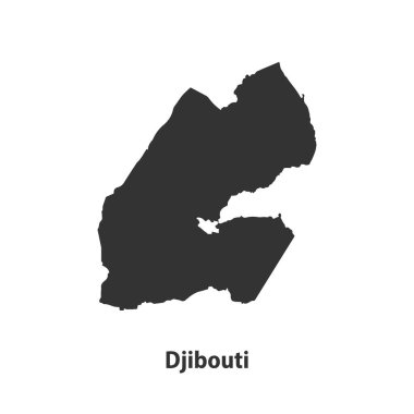 Djibouti 'nin yüksek kaliteli siluet haritası Beyaz Arkaplanda izole edildi